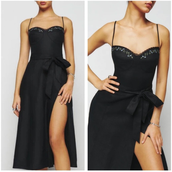 Reformation Dresses & Skirts - NEW Reformation Kieryn Linen Midi Dress - Black